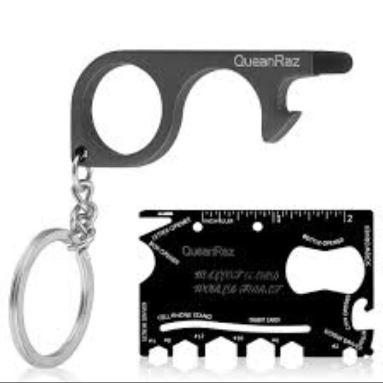 "No Touch" Kaychain with Multi-Tool Wallet Card QueanRaz 16 In 1