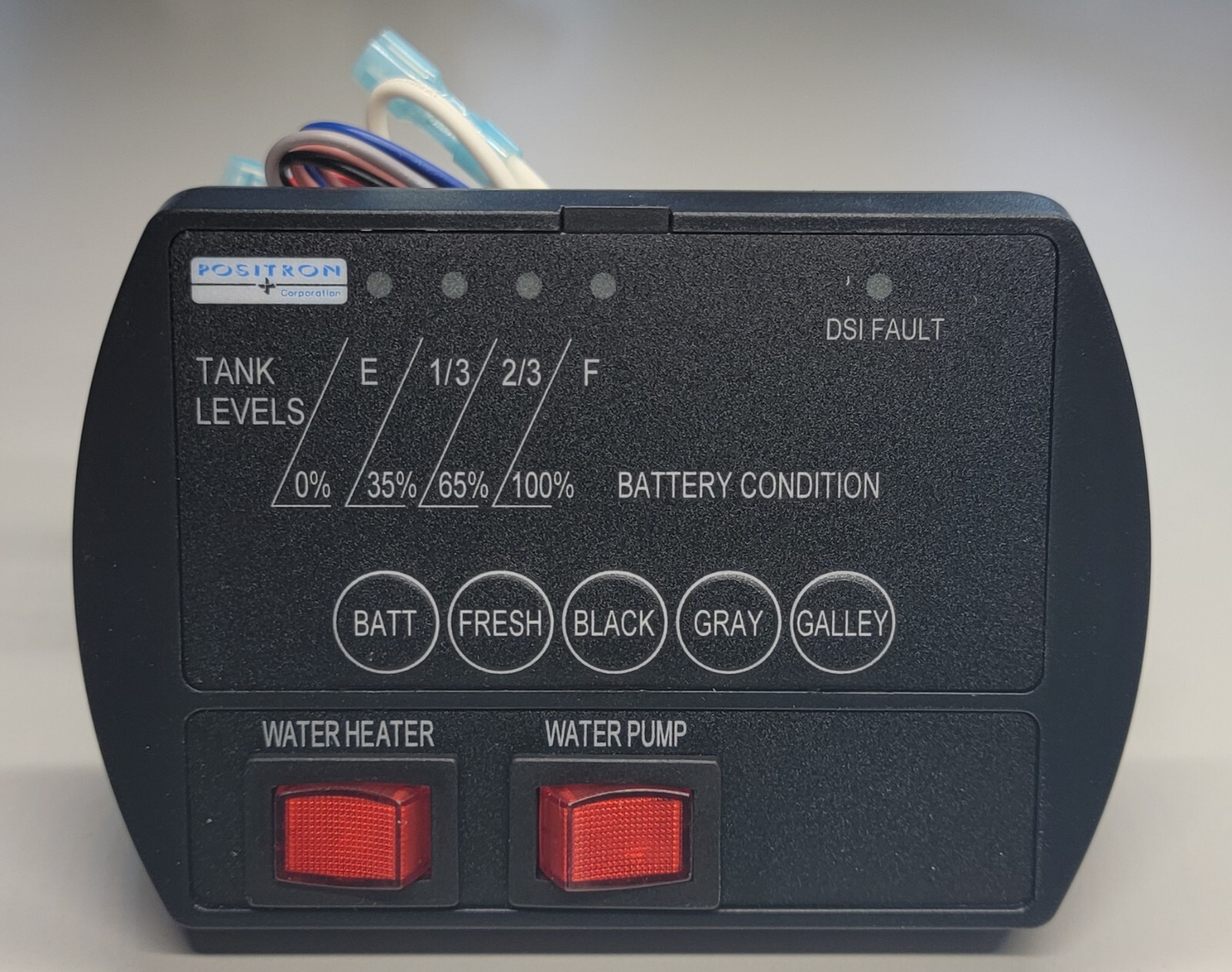 Positron RV Systems Monitor Panel 4x Tanks + Battery + Pump + Heater On/Off