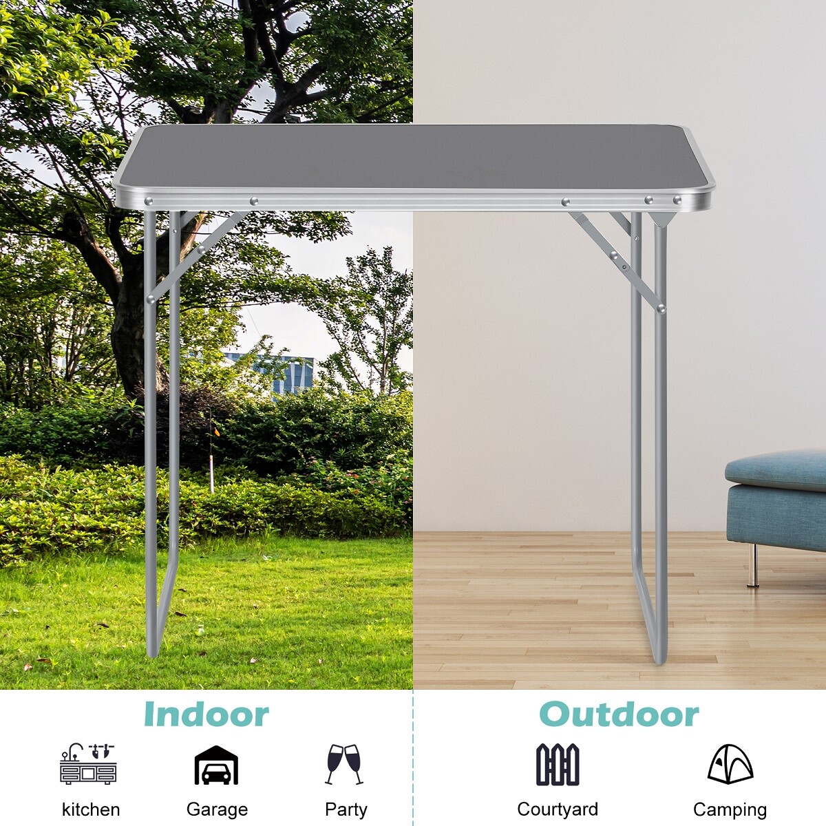 Folding Table Portable Fold Up Tables Camping Garden Party Trestle Dinner Table