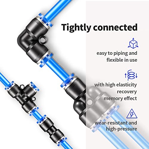 Pneumatic Tubing Blue PU Air hose Pipe Tube 6mm OD / 4mm ID × 12m,