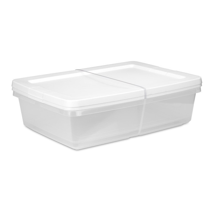 Stackable Clear Plastic Storage Boxes Set of 2 W/ Snap-on Lid Organization New