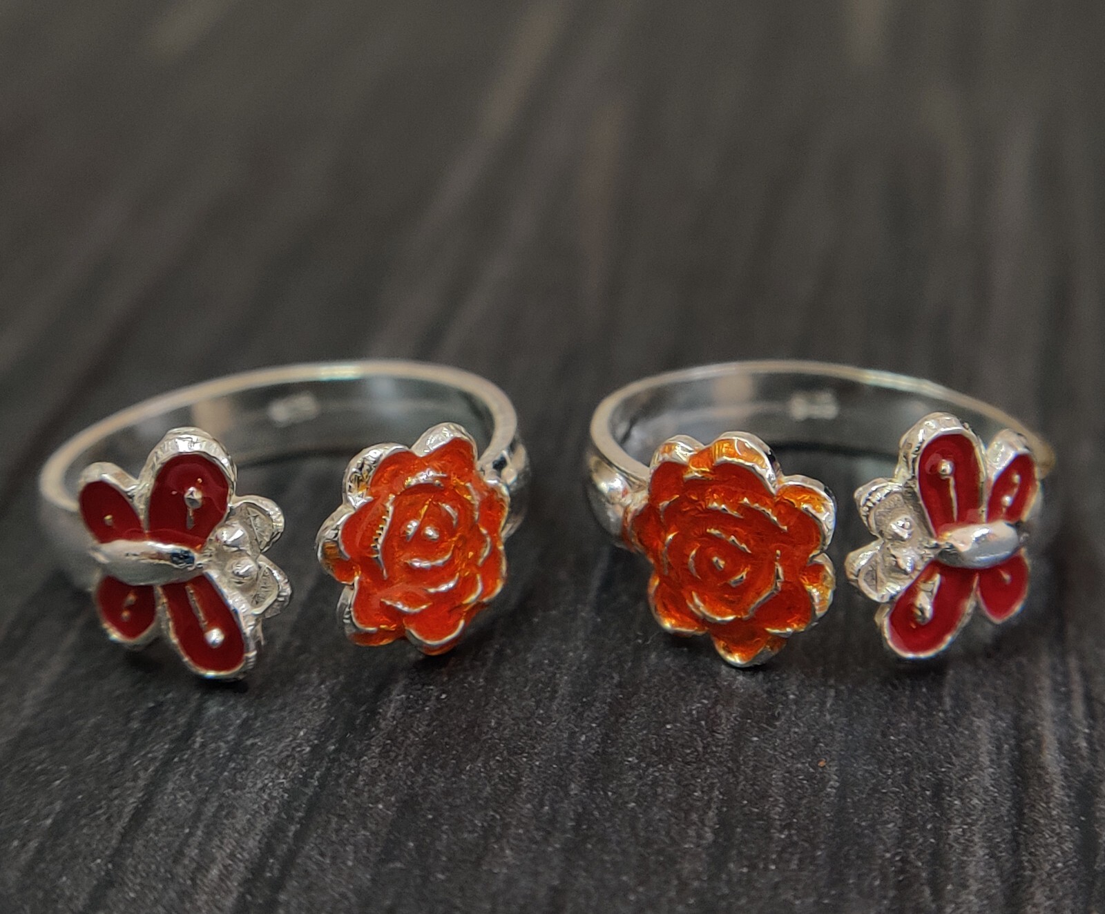 925 Sterling Silver Star Butterfly Enamel Toe Ring Adjustable Flower Toe Ring