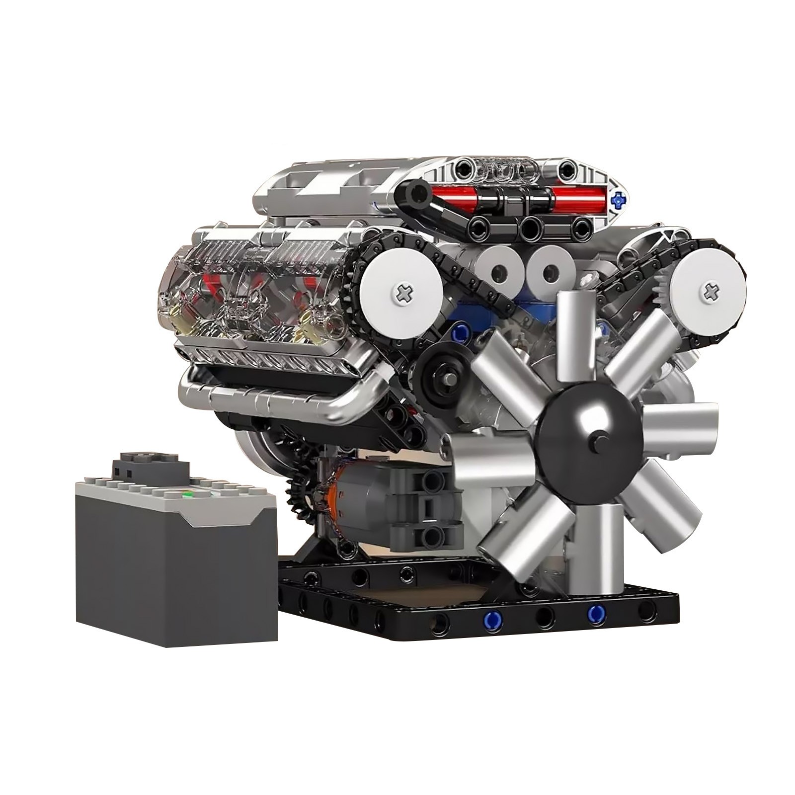 ABS V8 Engine Motor Engineering Model Stacking Blocks Education Toy Gift