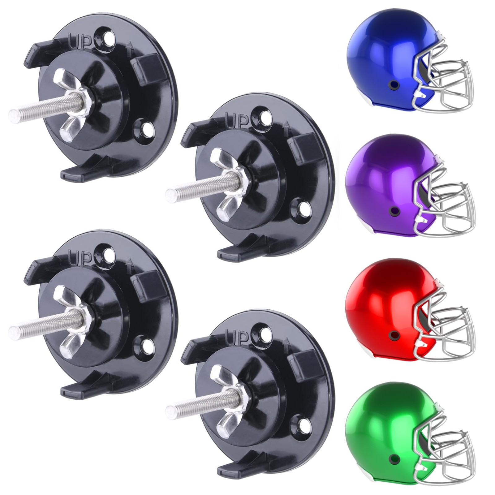 4 Pack Football Helmet Wall Mount Display Holder Hanger for Full or Mini Helm...