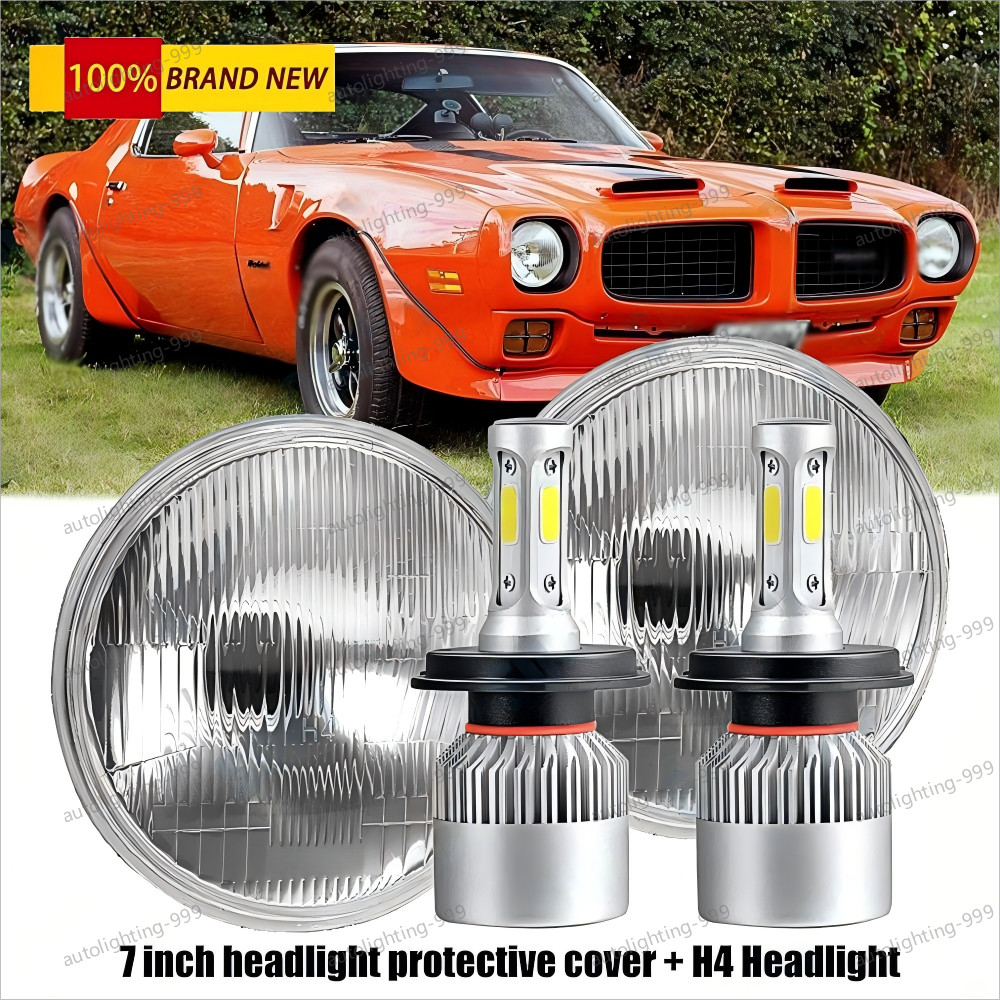 Pair For 1970-1976 Pontiac Firebird 7"inch LED Headlights Hi/Lo Beam 6000k White