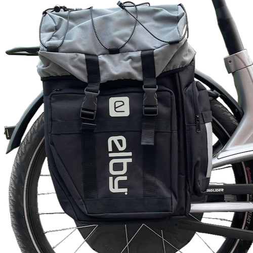 Black Water-Proof Canvas Bicycle Pannier Bag with 3M Reflective Off-White Logo