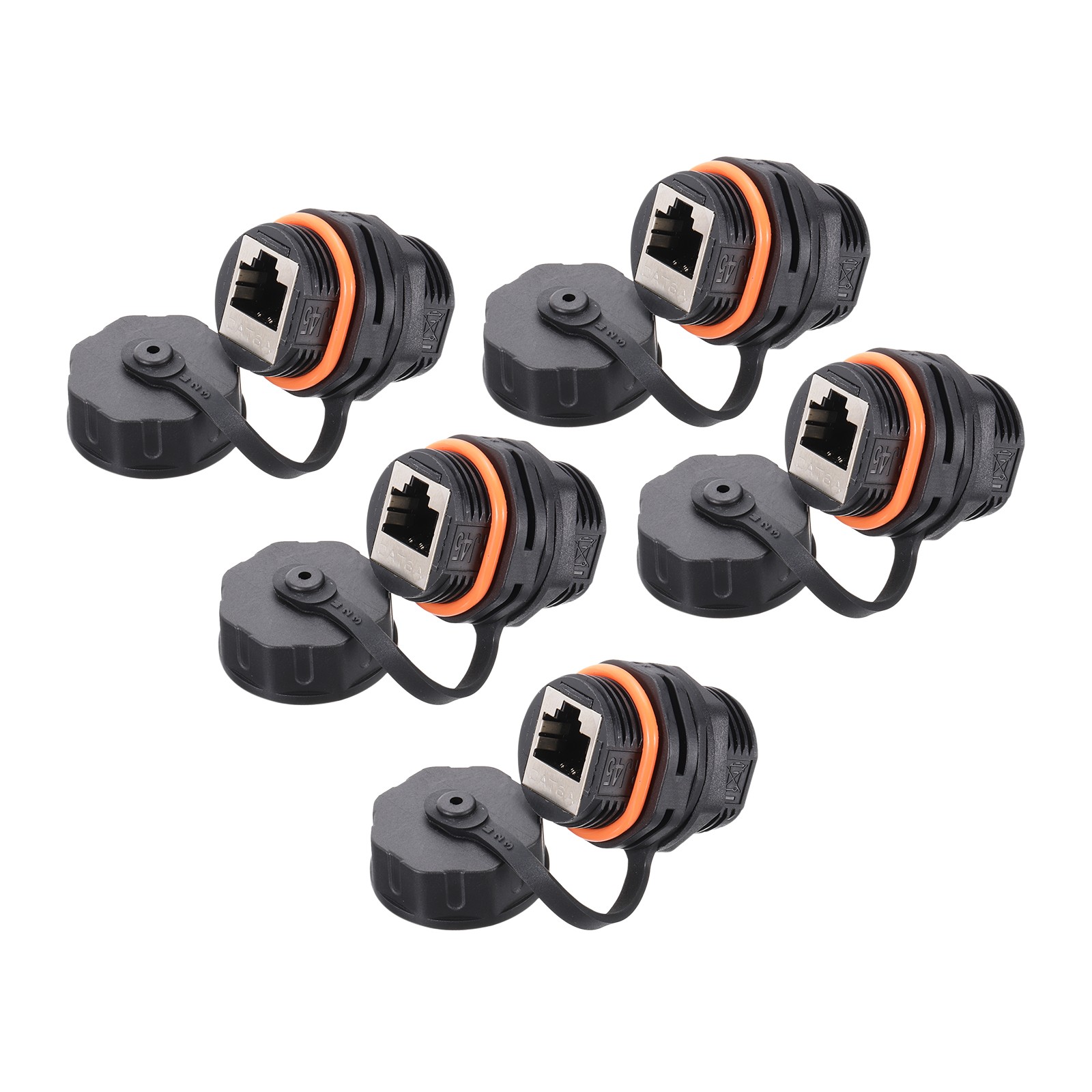 RJ45 Panel Mount Coupler, Bulkhead Ethernet Connector (Orange,Pack of 5)