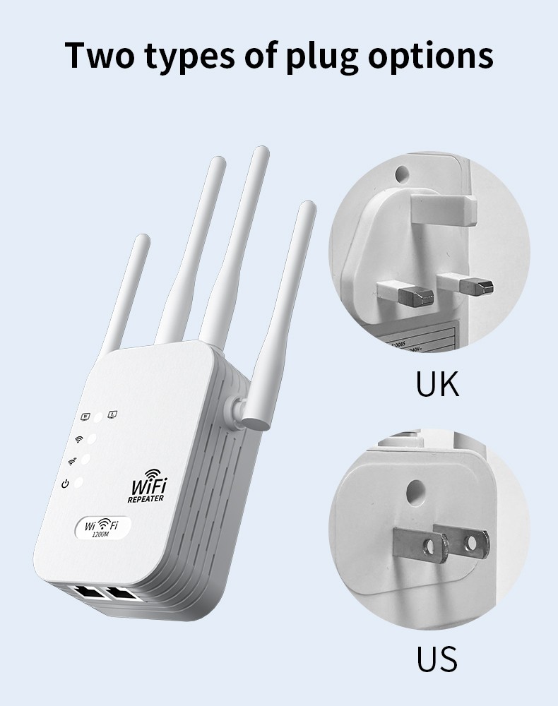 1200Mbps WiFi Range Extender Repeater Wireless Amplifier Router Signal Booster