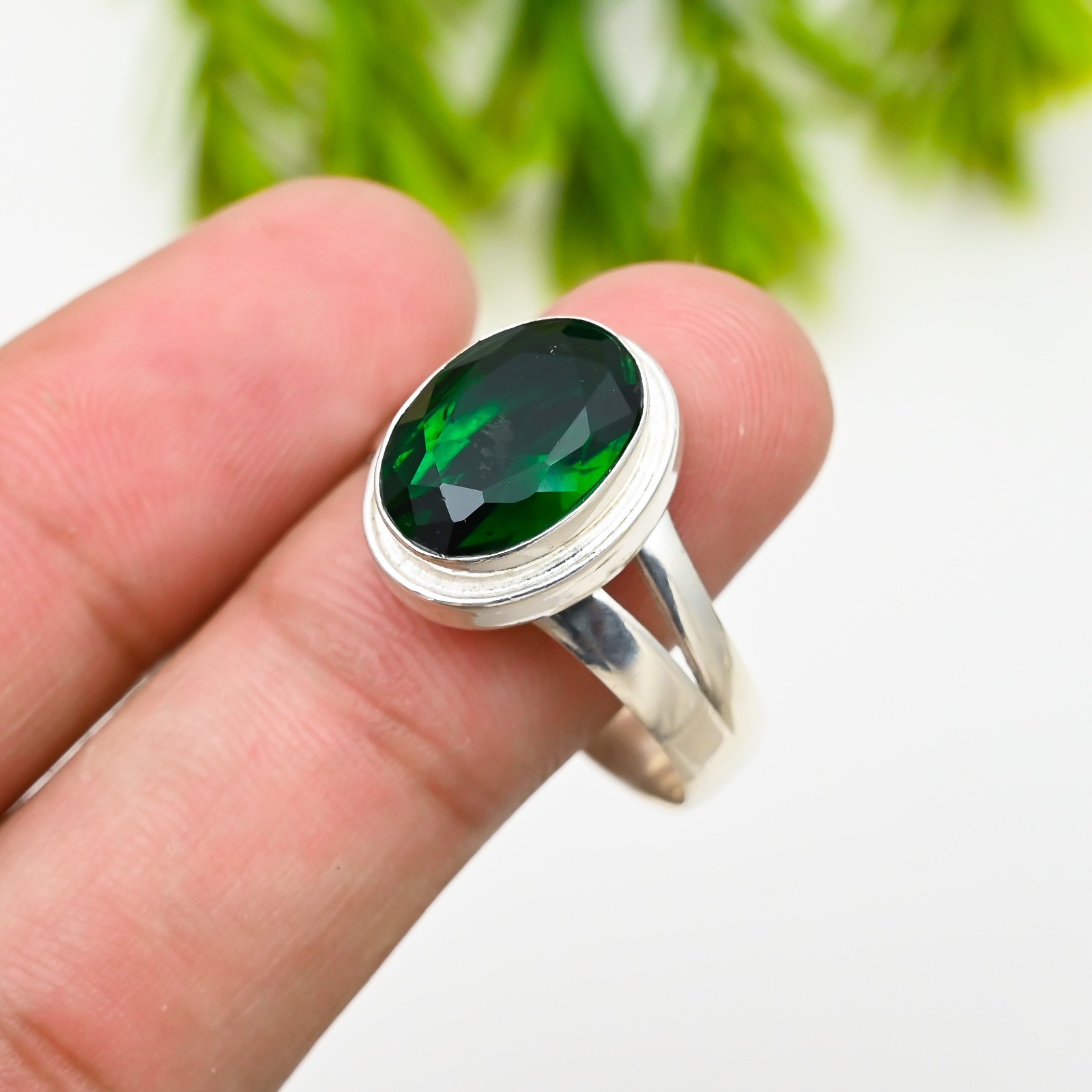 Chrome Diopside Gemstone 925 Sterling Silver Ring Handmade Jewelry Ring For Gift