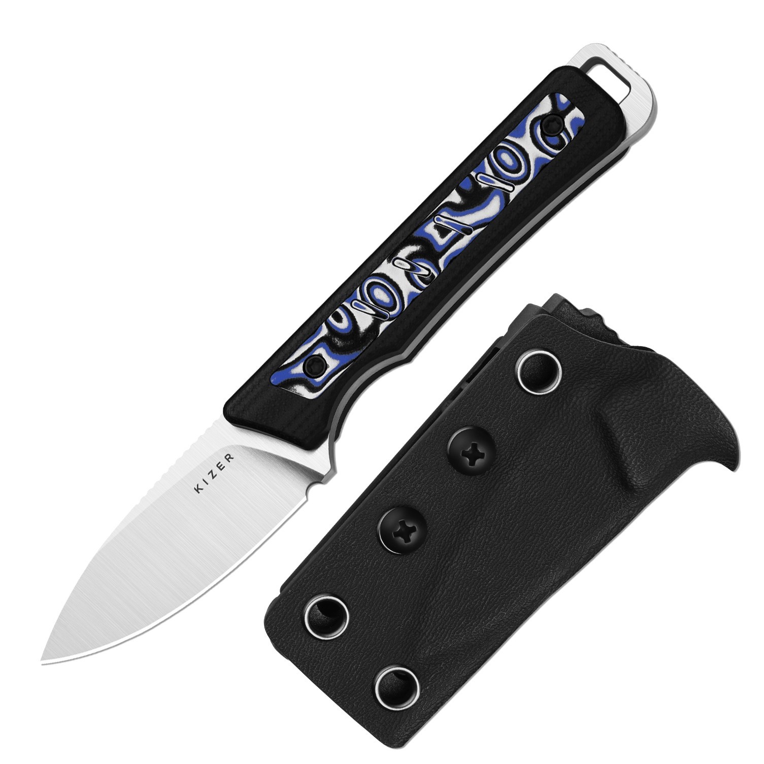 Kizer Whiskey Jack Fixed Knife AEB-L Blade G10 & Micarta Handle + Sheath 1108A6