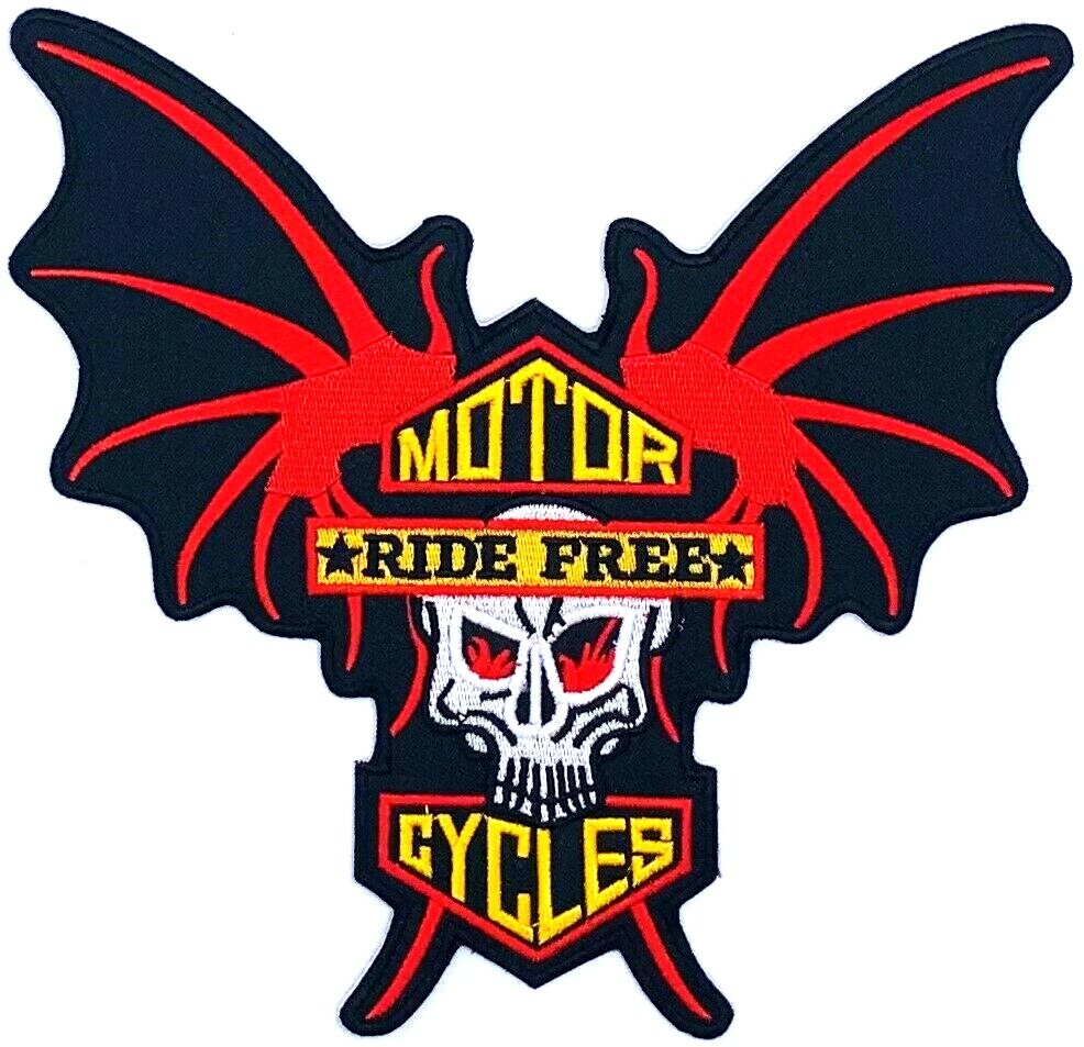 RIDE FREE MOTORCYCLE SKULL BAT WINGS BIKER CLUB VEST HARLEY SEW IRON PATCH AL-31