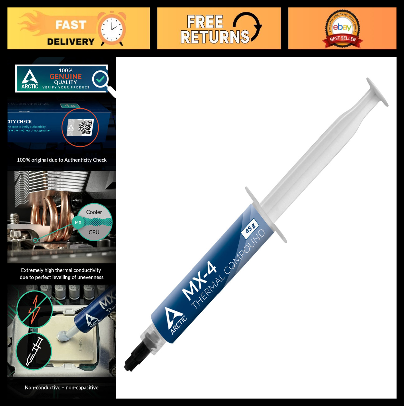 Premium Thermal Paste 45g - High Conductivity CPU GPU Cooling, Long-Lasting, Saf