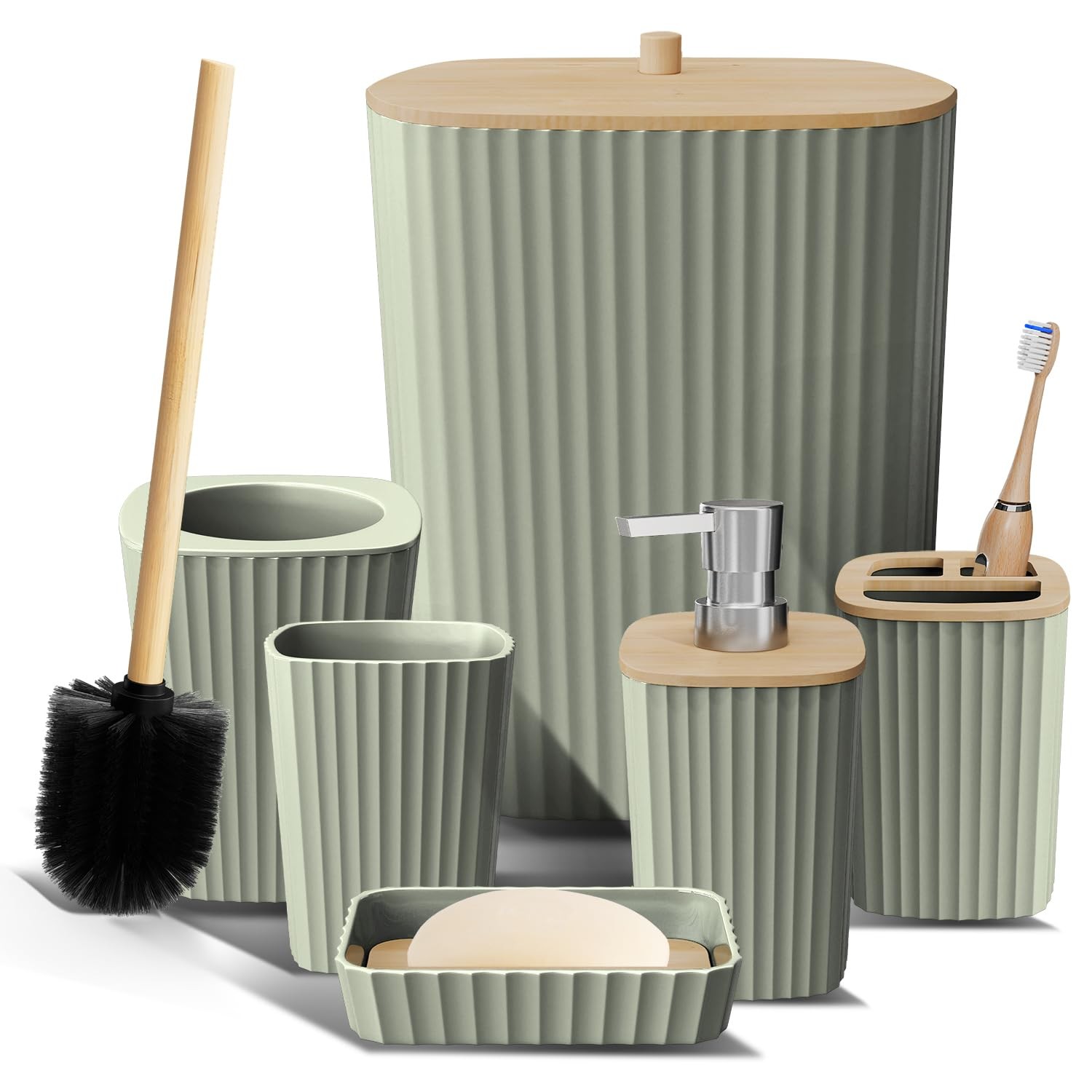 Clara Clark Bathroom Set - Sage Green Complete Set,