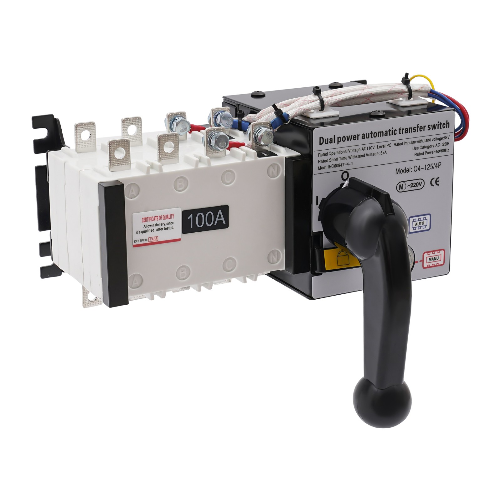 100A/4P Dual Power Automatic Transfer Switch Isolation Type Generator Converter