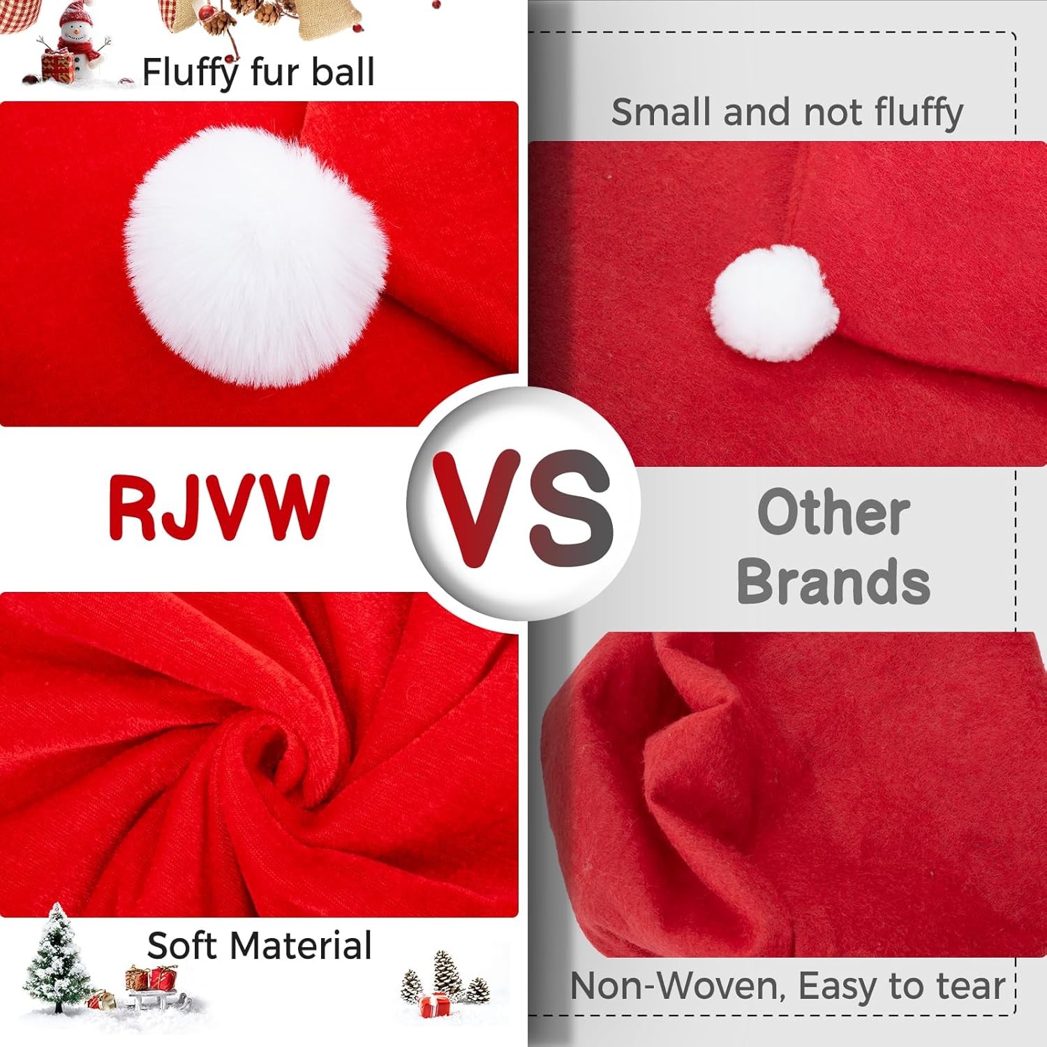 RJVW Christmas Chair Covers of 4, Plush Velvet Dining Room 4 Pcs