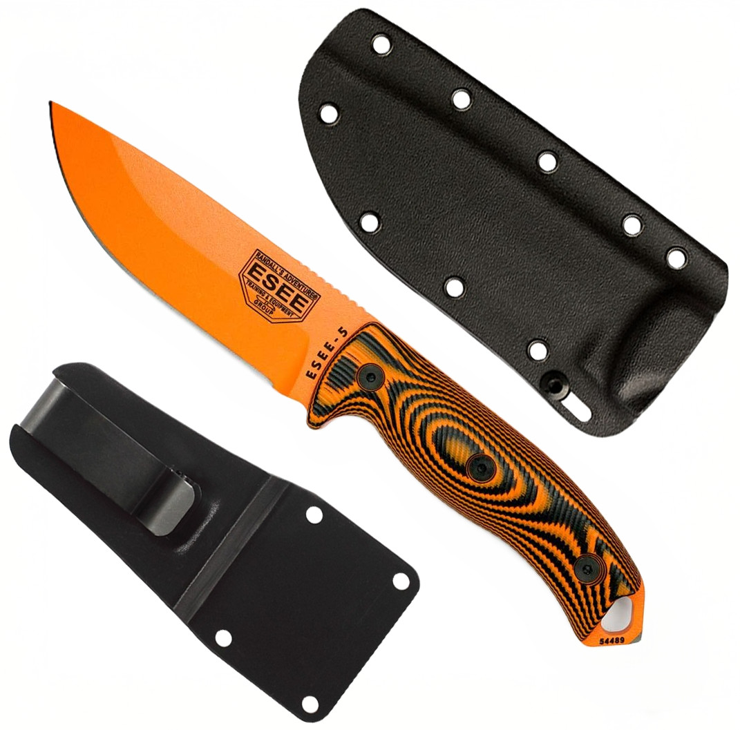 ESEE-5 Survival Knife Orange Blade 3D Orange G10 Handle Kydex Sheath 5POR-006