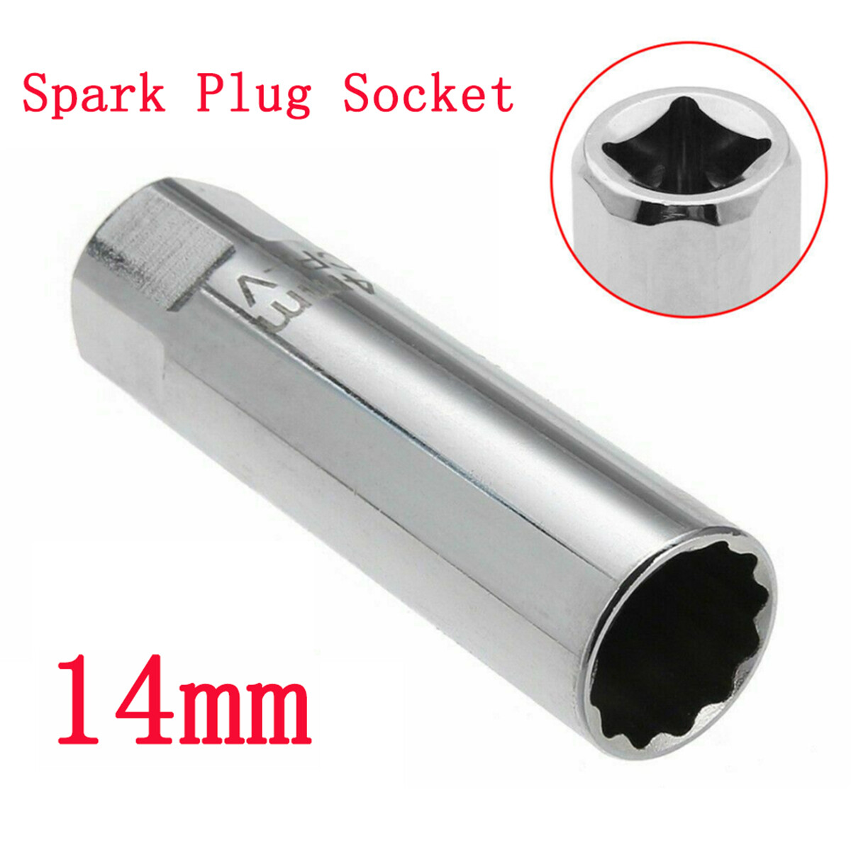 1PCS Spark Plug Socket Removal Tool Thin Wall 12 Points 14mm Magnetic 3/8" Drive