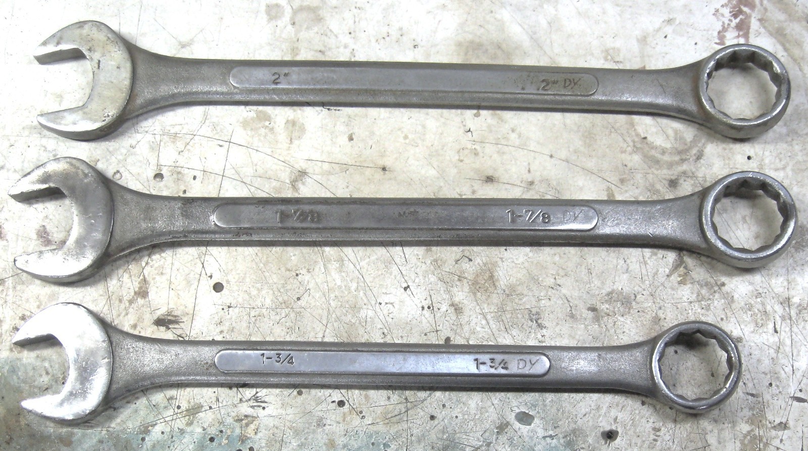 Vintage FORGED ALLOY STEEL COMBINTAION WRENCHES 1 3/4", 1 7/8", 2"