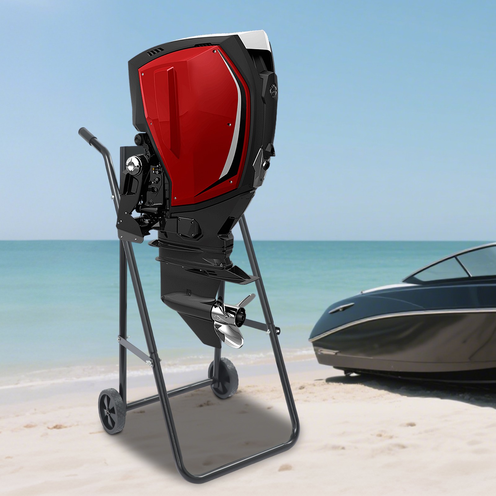 Heavy Duty Outboard Boat Motor Stand Carrier Cart Dolly Trolley Transport Cart