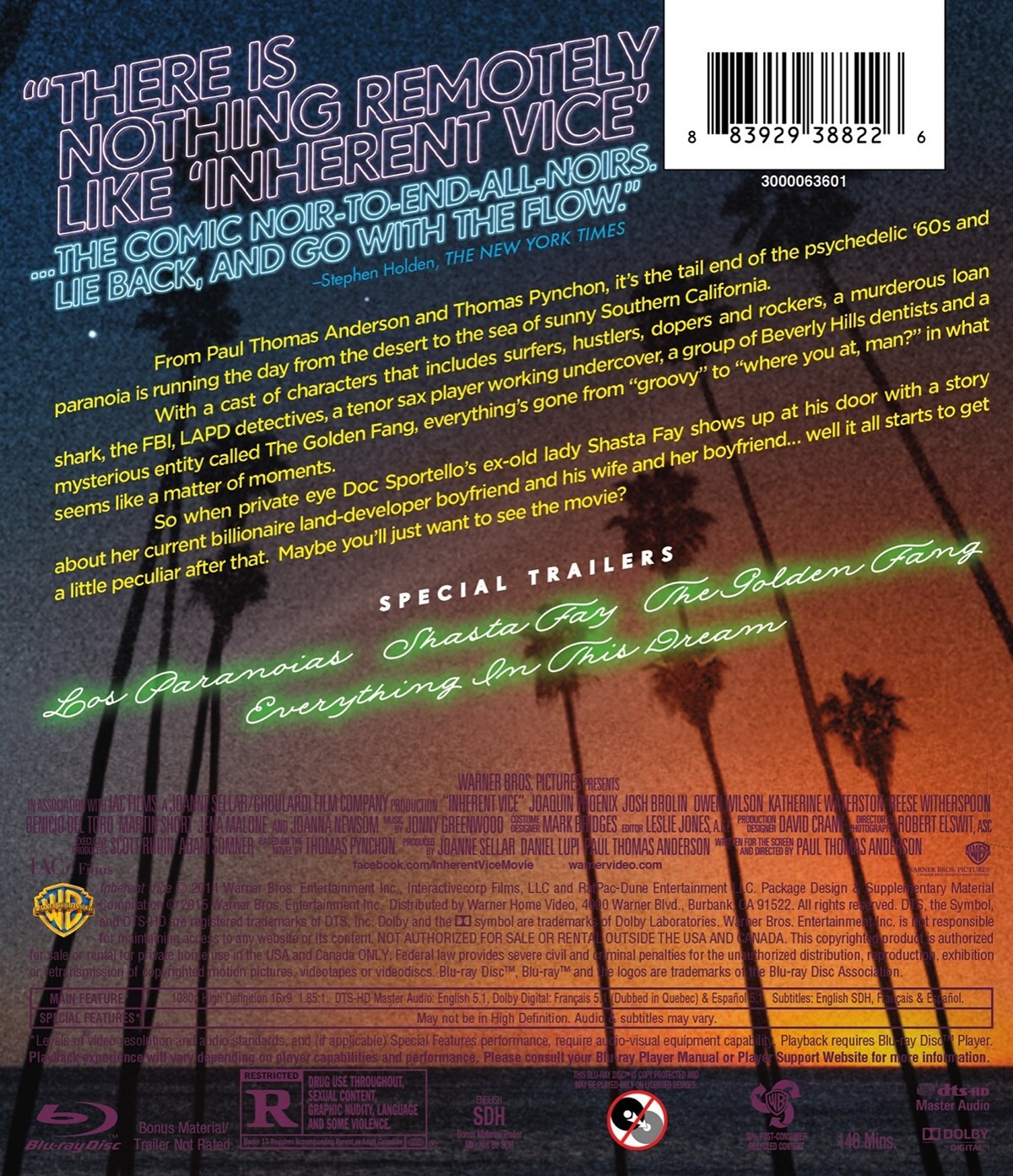 Inherent Vice Blu-ray Joaquin Phoenix NEW
