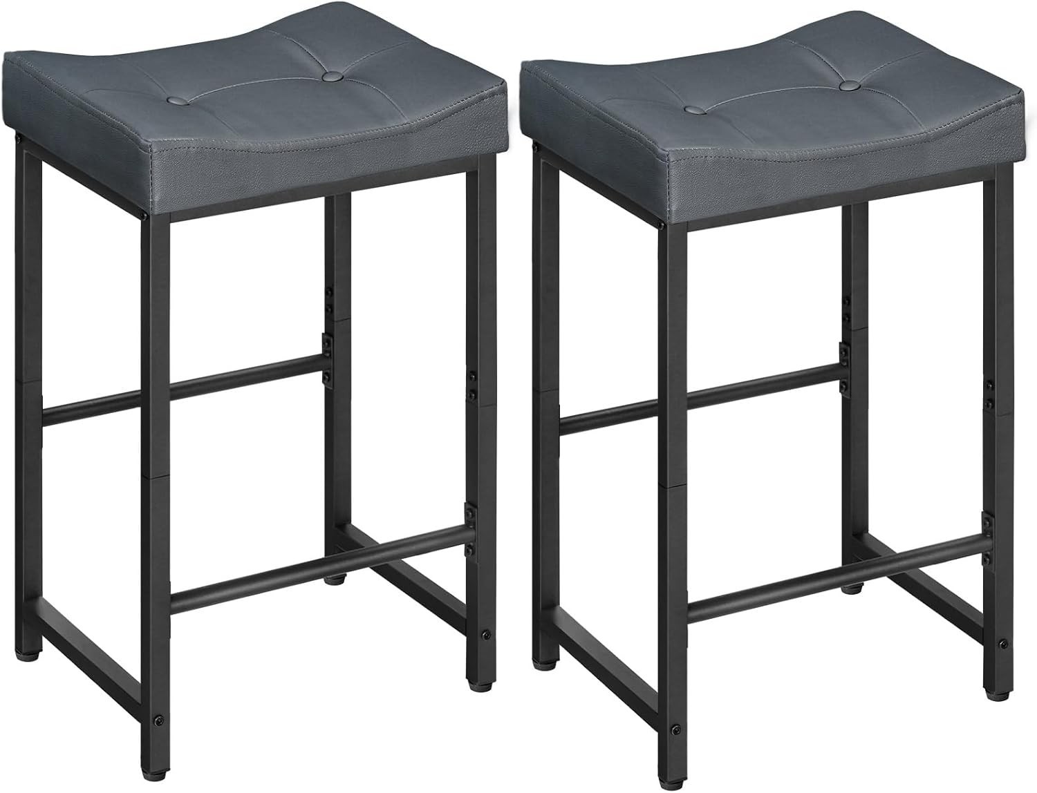 Bar Stools,25.4" Saddle Stools W/ PU Upholstery Counter Height Stools W/