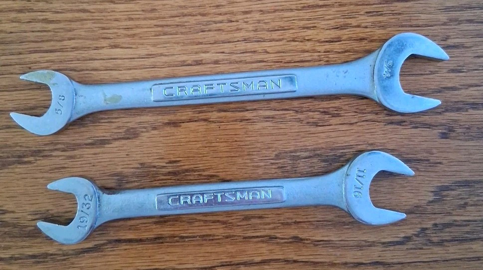 Two Vintage Craftsman USA Open End V Series Wrenchs 19/32 11/16 5/8 3/4  A3