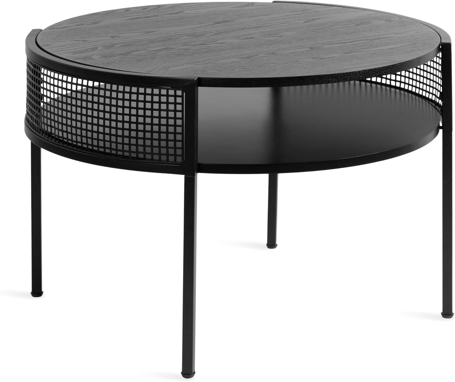 Urso Modern Tiered round Coffee Table, 26 X 25 X 18, Black, Transitional Two-Tie