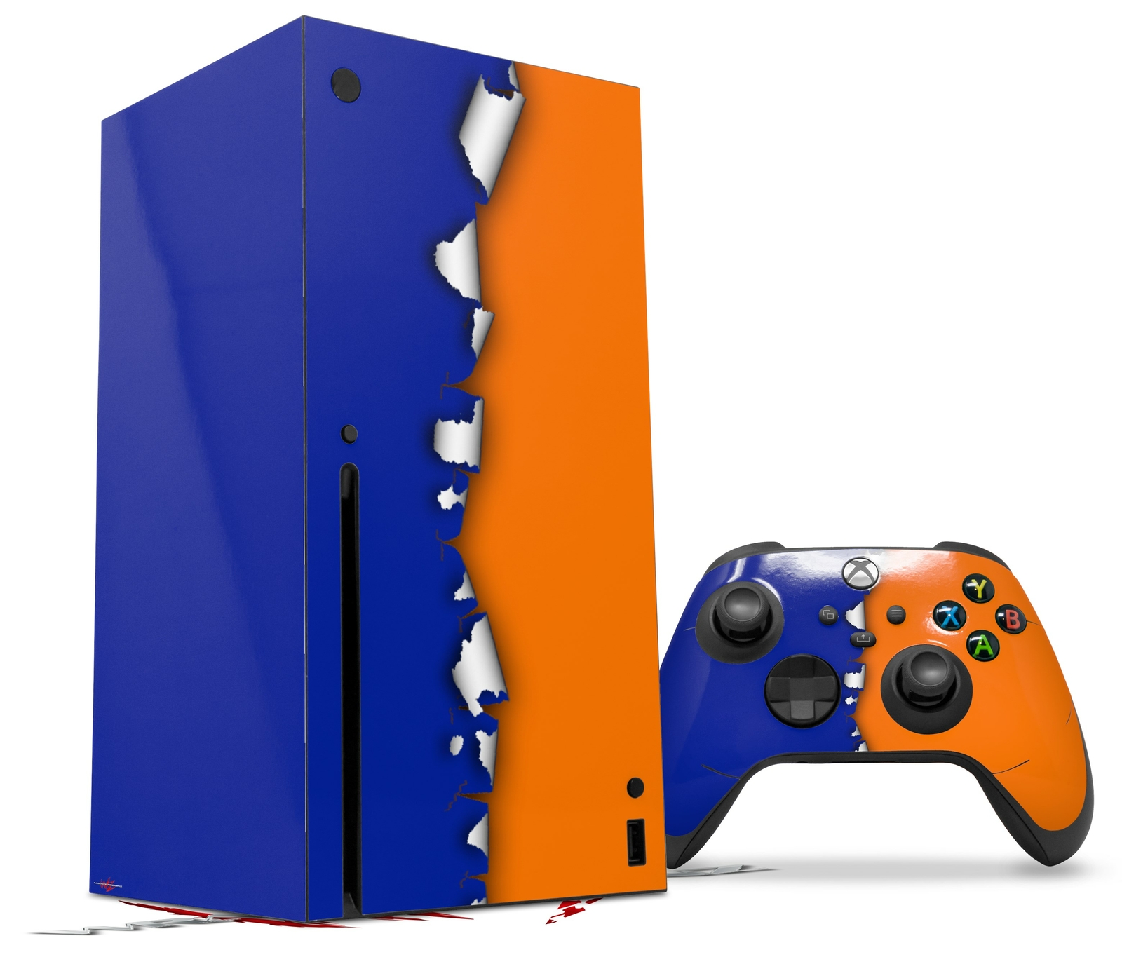 Skin Set for XBOX Series X Ripped Colors Blue Orange