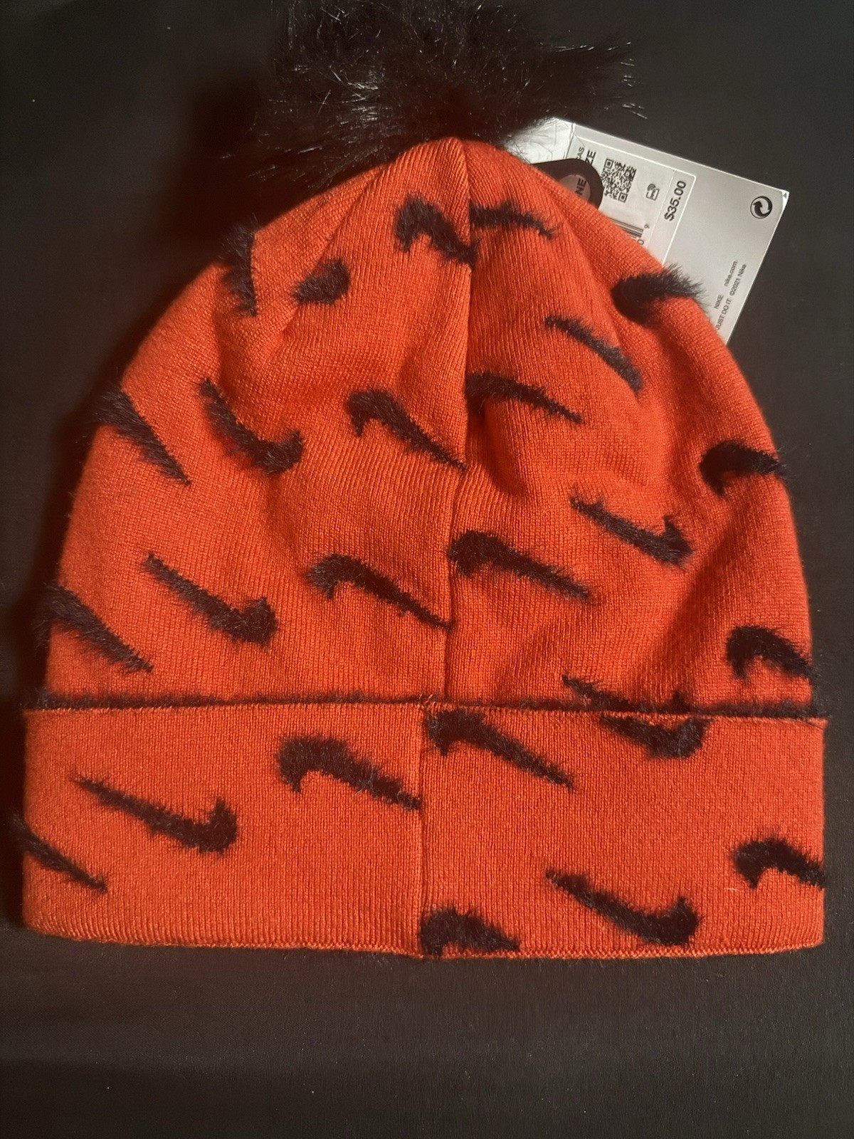 Nike Beanie Knit Hat Holiday Unisex Removable Pom Pom Youth Kids