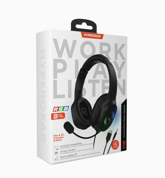 HyperGear V150 Home/Office Stereo Headset with Flexible Microphone for Meetings