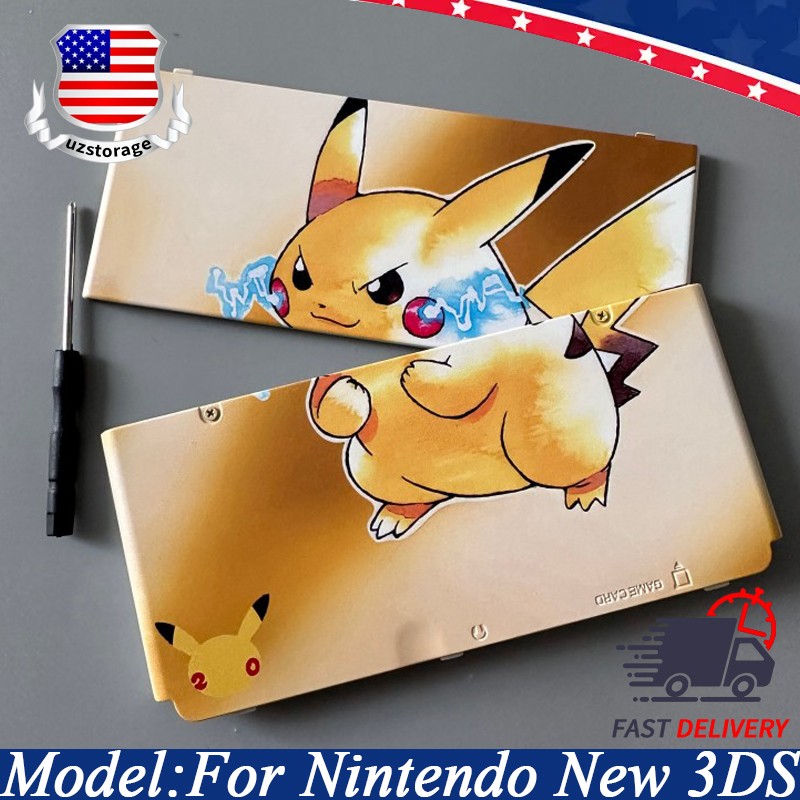 Front+Back Cover Pokémon Pikachu For Nintendo New 3DS Housing Shell Case Plate