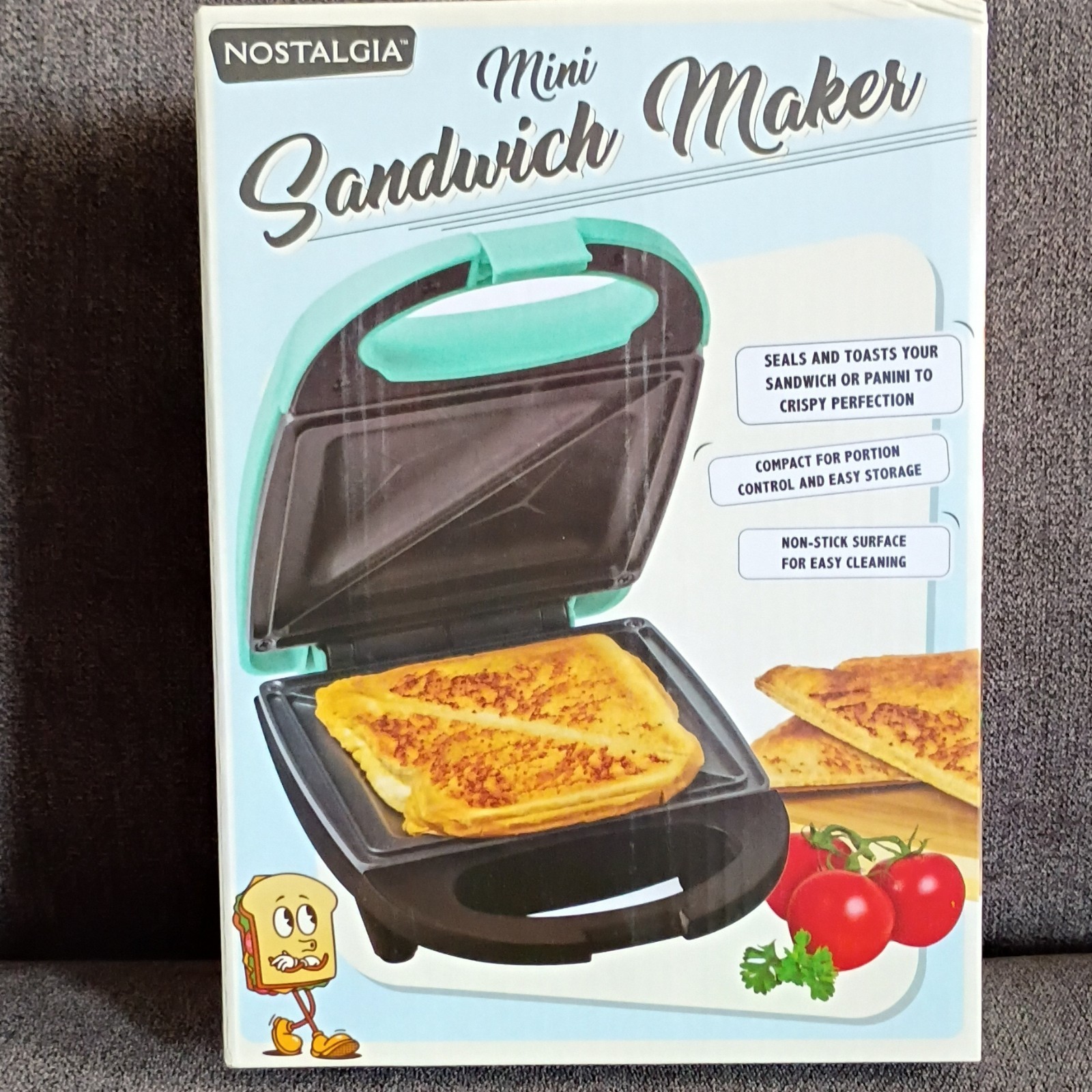 Nostalgia Mini Sandwich Maker 520W Electric 120V Green/Black Plastic
