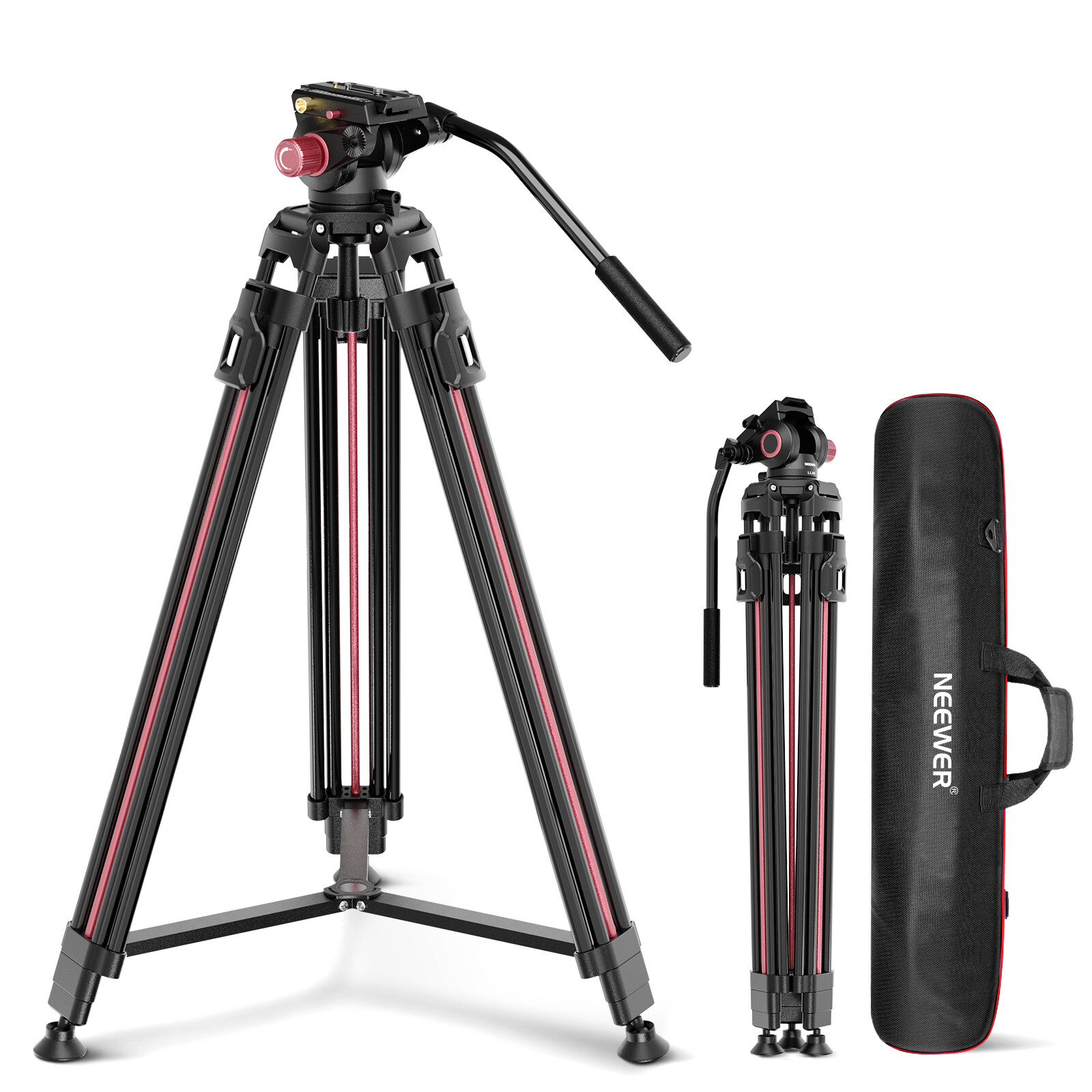 NEEWER LL38 2m Fluid Head Tripod, 17.6lb Load, Quick Release, for DSLR/Camcorder