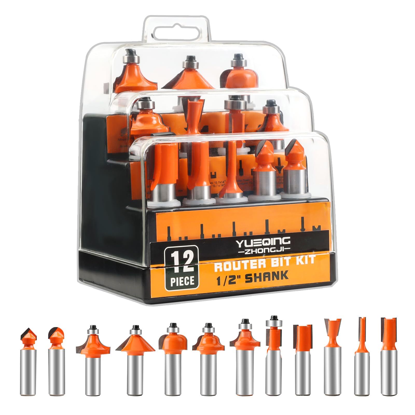 Router Bit Set 1/2 Shank Router Bits 1/2 Shank 12 Piece Router Bit Set Tungsten