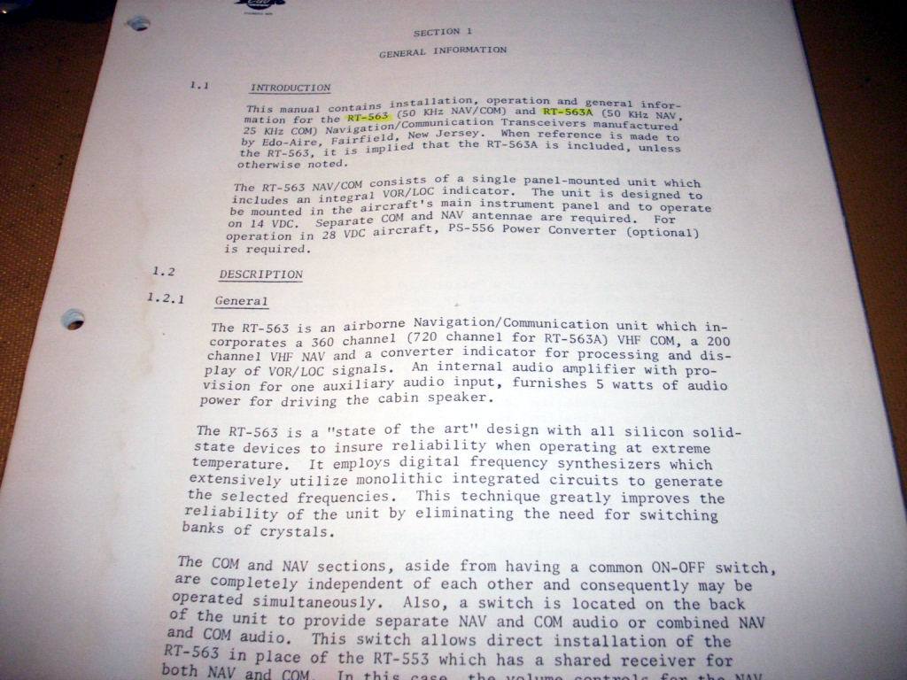 Edo RT-563  &  RT-563A  Install Manual