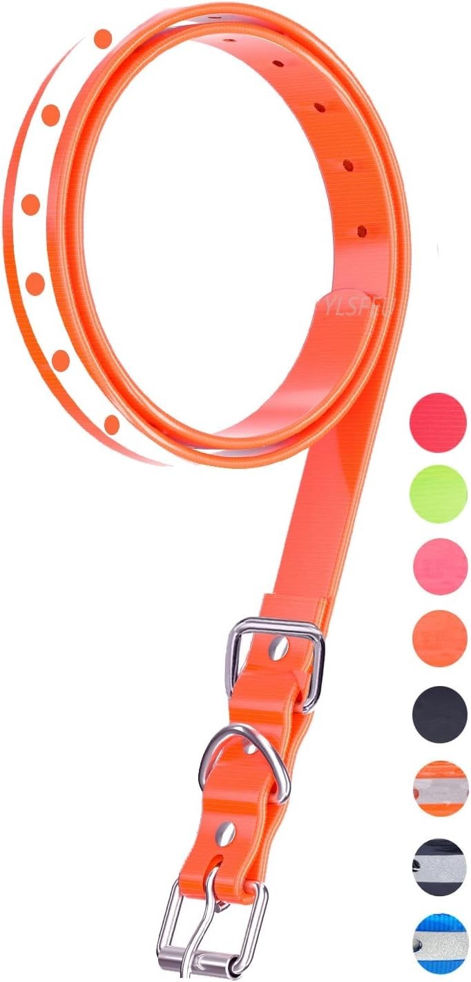 Adjustable Orange Reflective TPU Dog Collar Strap for Training Shock Collars