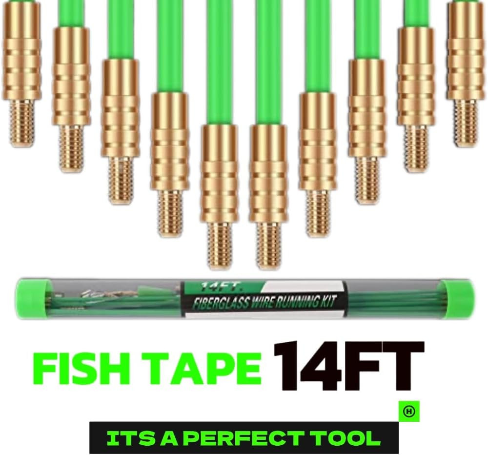14FT Fiberglass Running Electrical Wire Glow Rods Wire Pulling with 8 Different