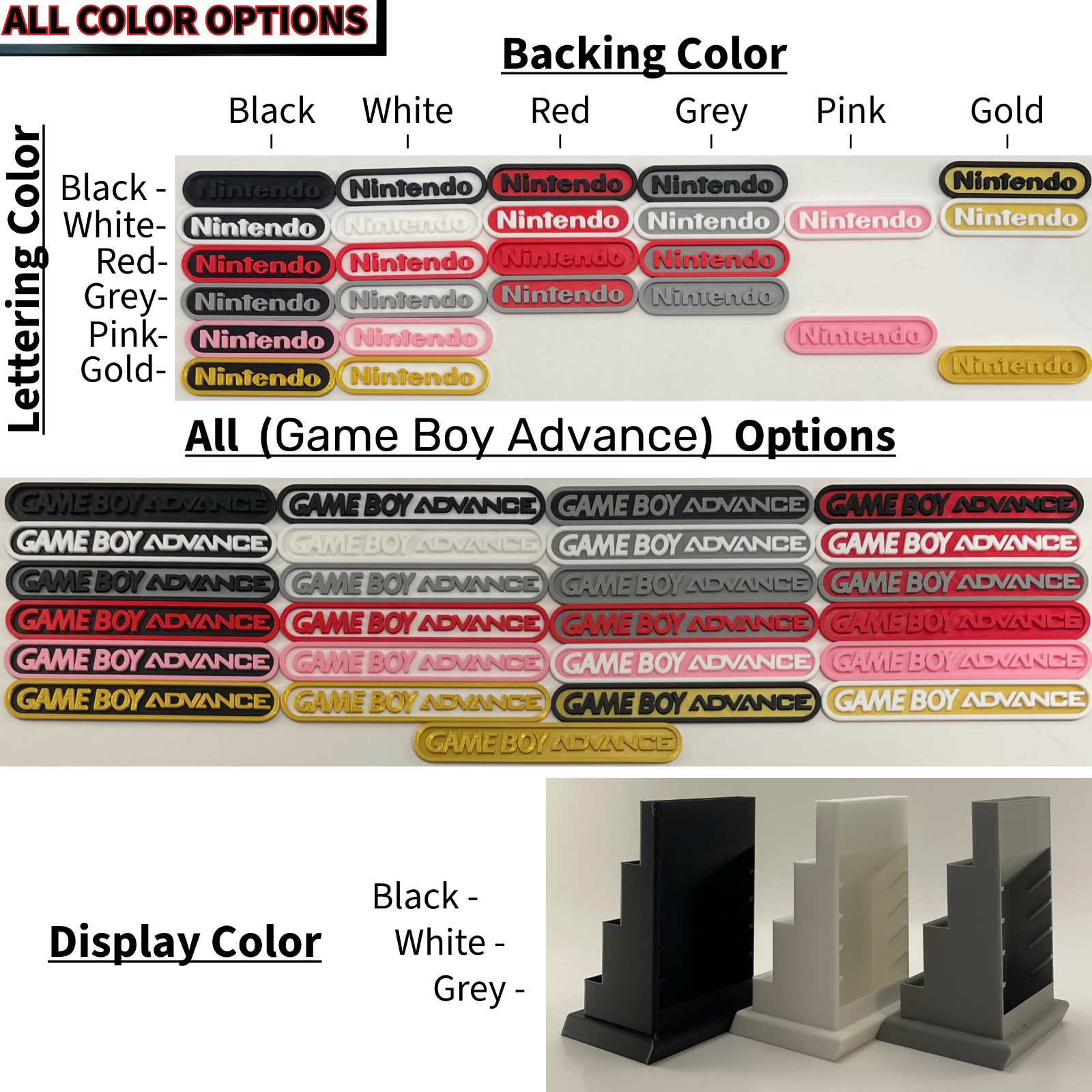 Gameboy Advance & 8 Game's in Cases Display - DISPLAY ONLY (Customize Colors)