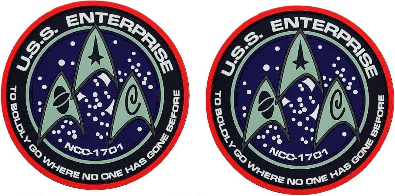 U.S.S Enterprise Star Trek  NCC-1701 3D PVC Rubber Patch | 2PC  3"x3" PVC HOOK
