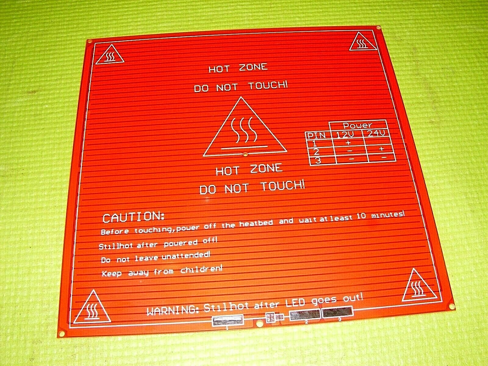 QTY1 MK2B RED 12V 24V 214 x 214MM SQUARE FIBERGLASS HEATED HOT BED 3D PRINTER