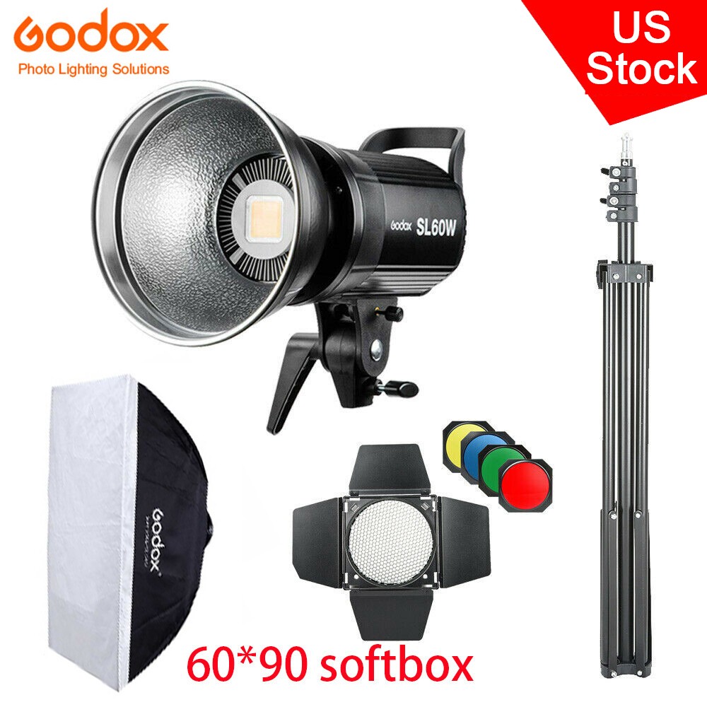 Godox SL-60W LED Video Light + 60*90cm Softbox + BD-04 Honeycomb + Light satnd