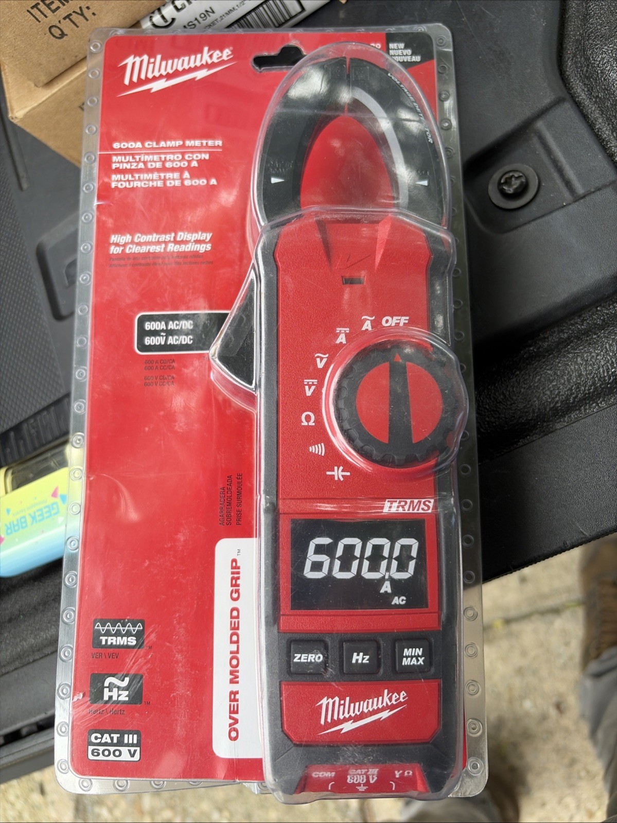 Milwaukee Tool 2237-20 Digital Clamp Meter, Reverse Black Lcd, 600A A, 1.3 In