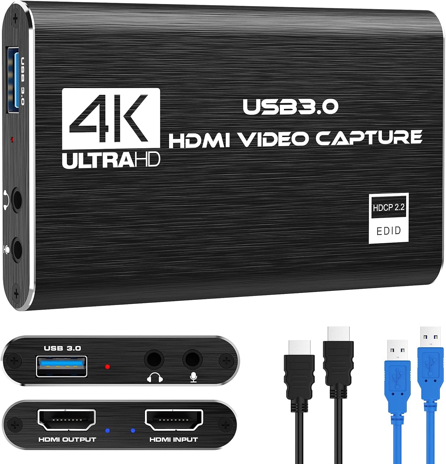 Audio Video Capture Card 4K USB 3.0 HDMI Video Capture Device Full HD Recording