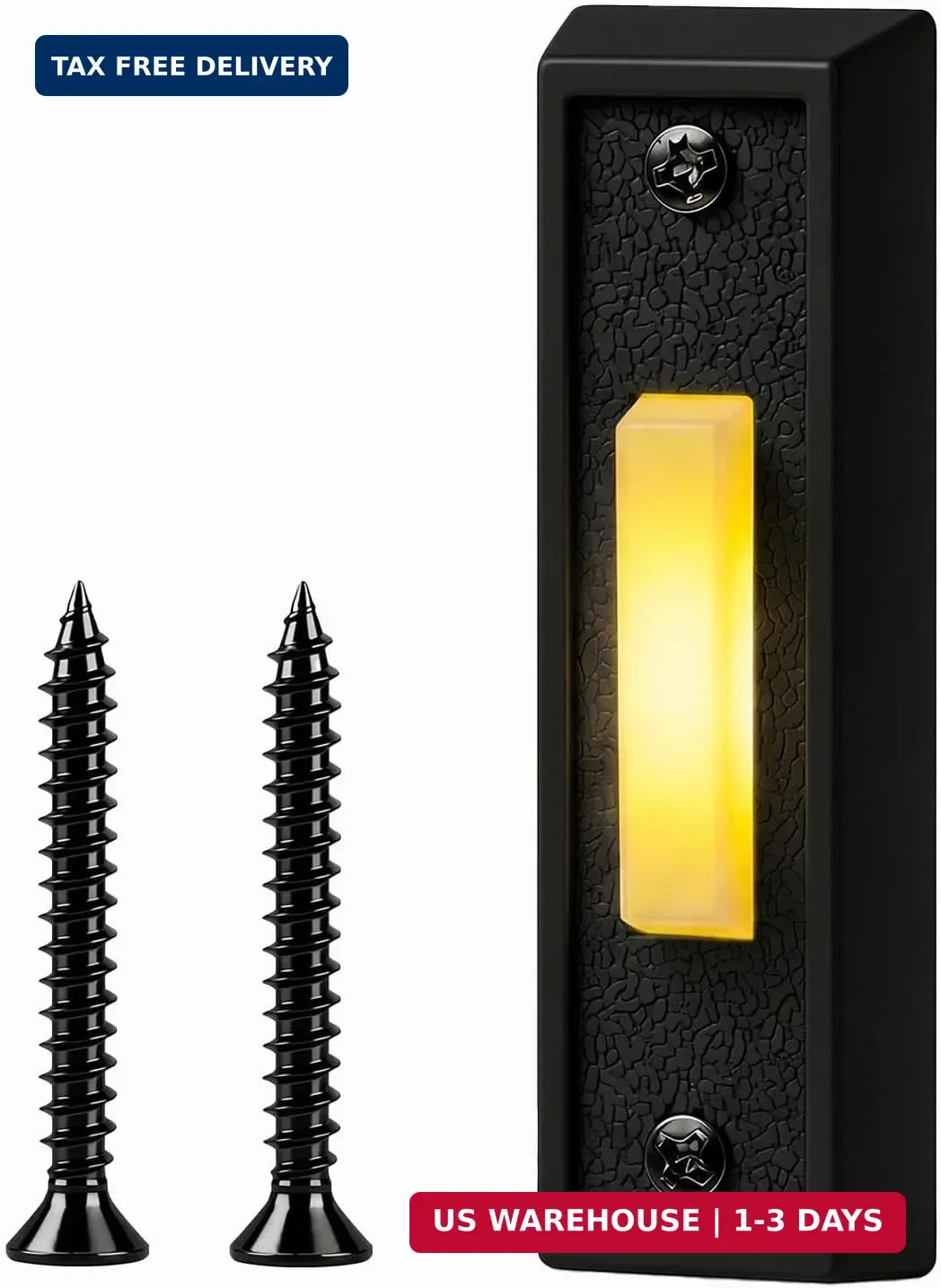 Lighted Doorbell Push Button - Wired Metal Front Door Bell Switch with Illuminat