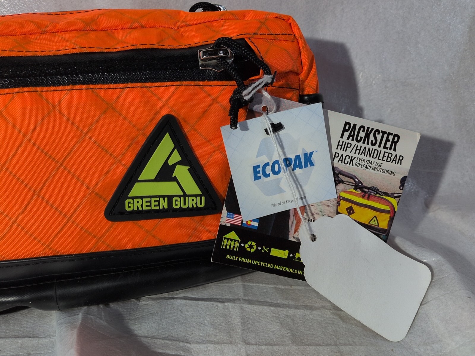 Green Guru Packster Hip Pack Orange - Durable Upcycled Nylon, Waterproof NEW