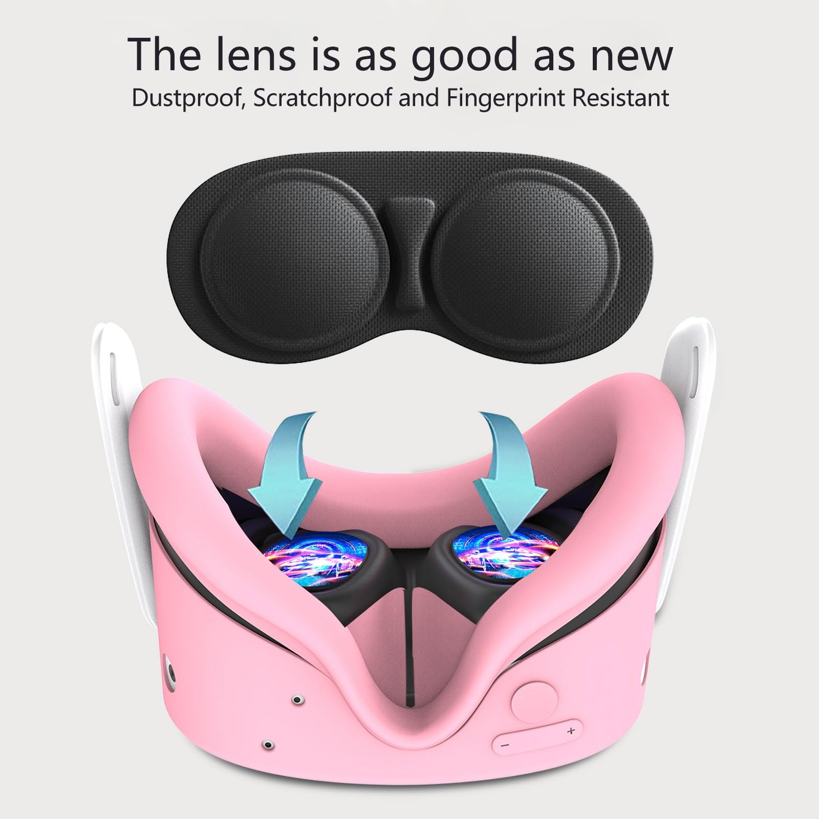 MLemonVR Silicone Cover Set for Meta/Oculus Quest 3s 3s, Pink