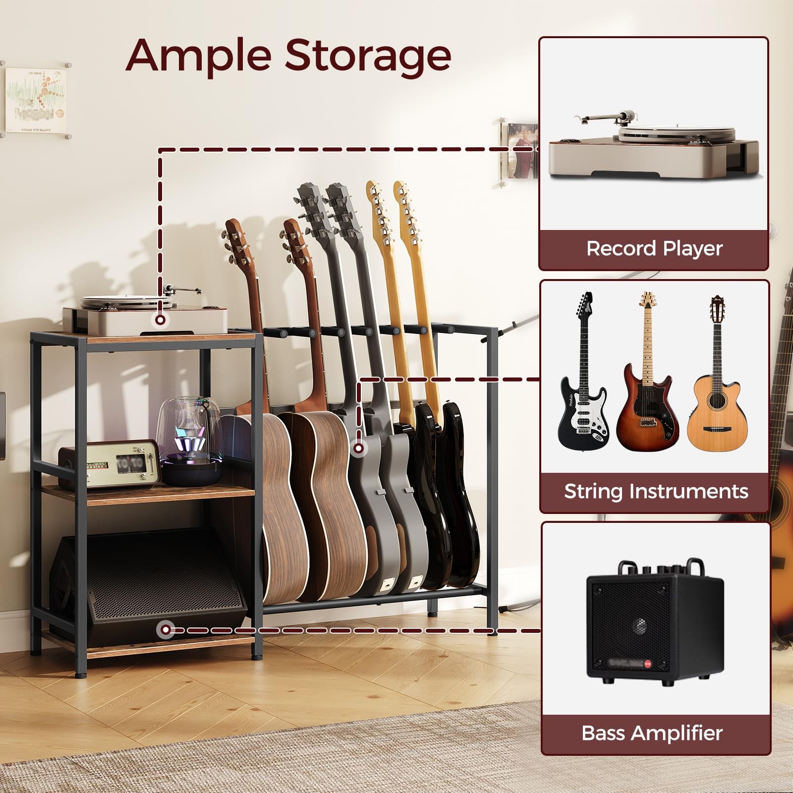 MAHANCRIS Guitar Stand, Guitar Holder for 6 String Instruments, Suitable for ...