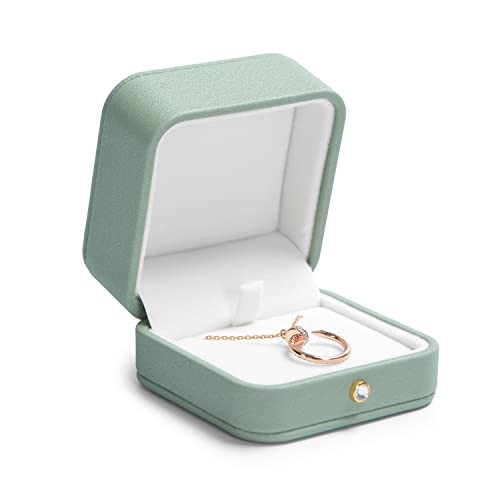 Premium Green Leather Necklace Velvet Interior Jewelry Gift Box for Pendant Box