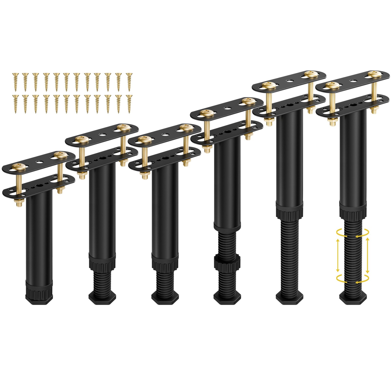 6 Pcs Adjustable Height Bed Support Legs 7.08-12.5 inch with Locking Ring, Be...