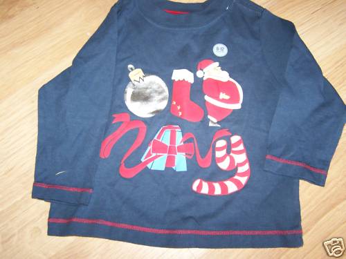 Infant Size 6-12 Months Old Navy Christmas Holiday Shirt Santa Clause New